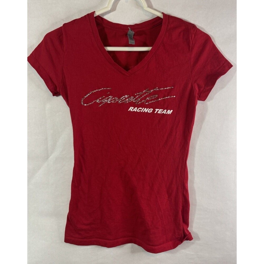 Next Level Apparel Women’s L Red V-Neck Short Sleeve Racing Tee
